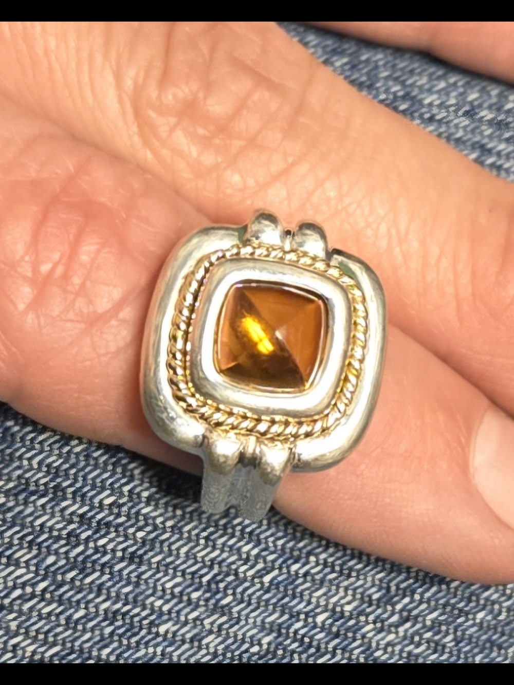 Tiffany & Co. Silver Ring with Citrine Center Stone